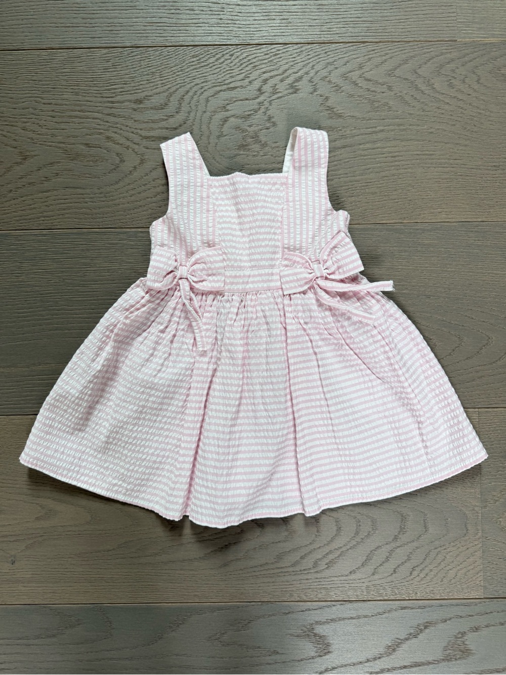 next Pink Striped Bow-Accent Formal Dress